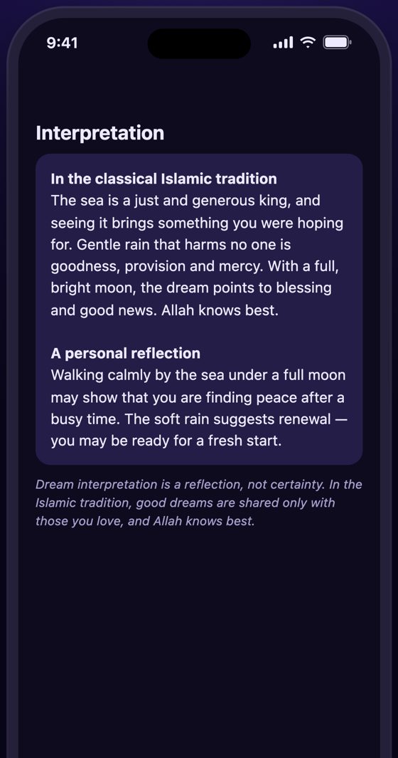 A private two-part dream reading